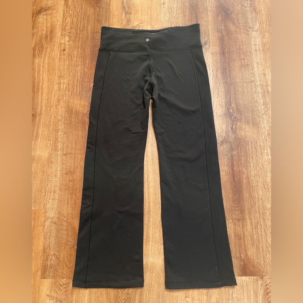 Athleta Altitude Edge Pants Size XL Black Fleece Lined Straight Leg Pocket Soft# - Picture 2 of 8